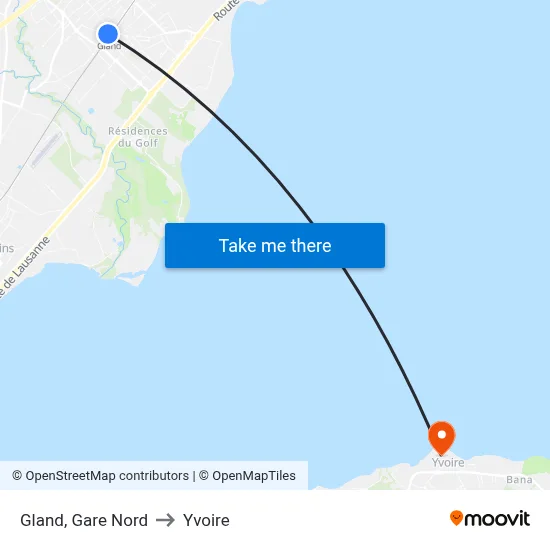 Gland, Gare Nord to Yvoire map