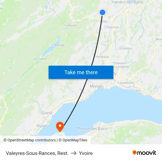 Valeyres-Sous-Rances, Rest. to Yvoire map