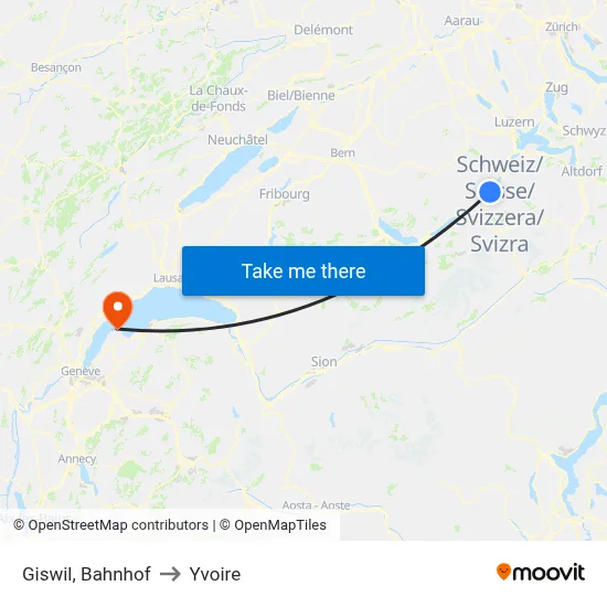 Giswil, Bahnhof to Yvoire map