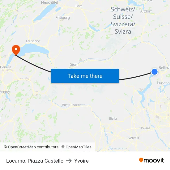 Locarno, Piazza Castello to Yvoire map