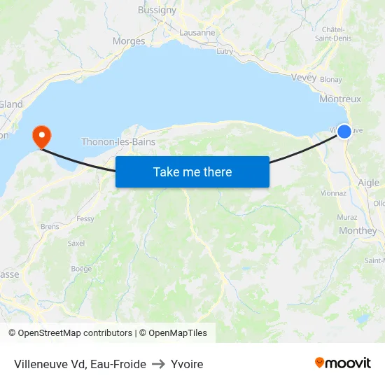 Villeneuve Vd, Eau-Froide to Yvoire map