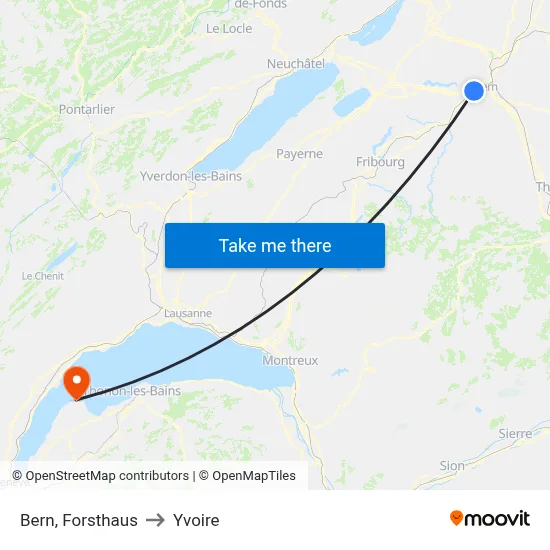Bern, Forsthaus to Yvoire map