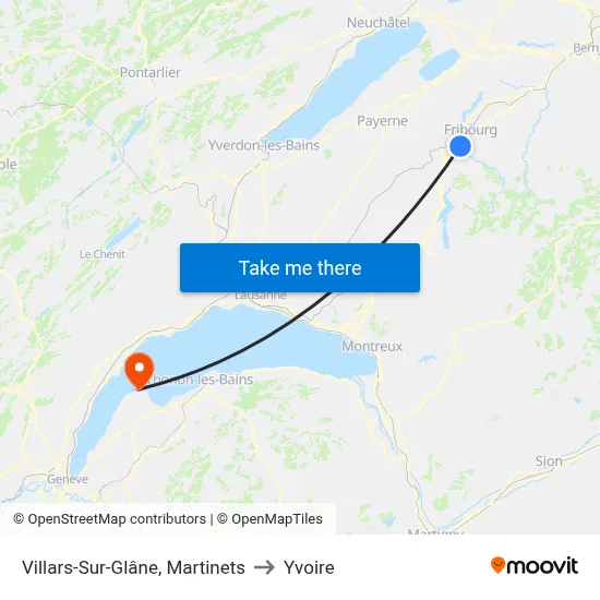 Villars-Sur-Glâne, Martinets to Yvoire map