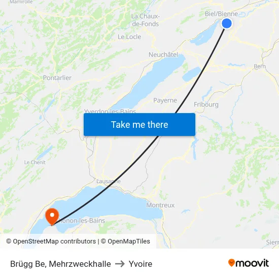 Brügg Be, Mehrzweckhalle to Yvoire map