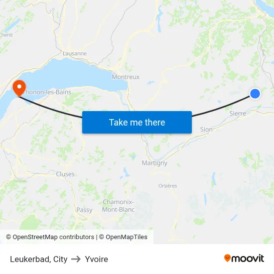 Leukerbad, City to Yvoire map