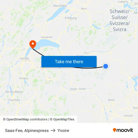 Saas-Fee, Alpinexpress to Yvoire map