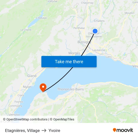 Etagnières, Village to Yvoire map