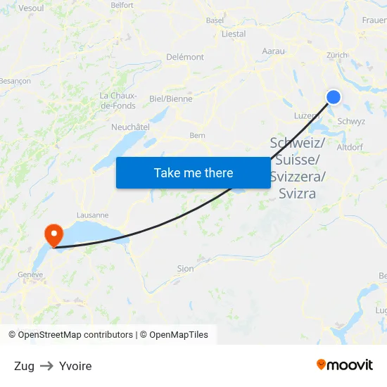 Zug to Yvoire map