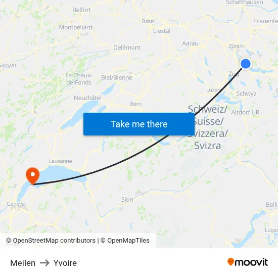 Meilen to Yvoire map