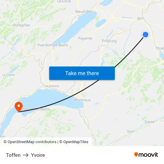 Toffen to Yvoire map