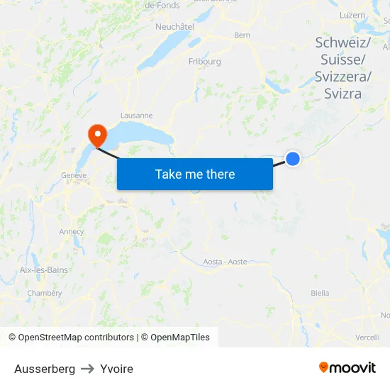 Ausserberg to Yvoire map