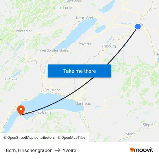 Bern, Hirschengraben to Yvoire map