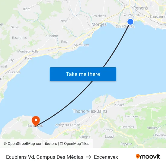 Ecublens Vd, Campus Des Médias to Excenevex map