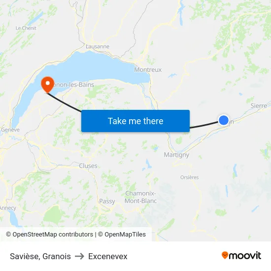 Savièse, Granois to Excenevex map