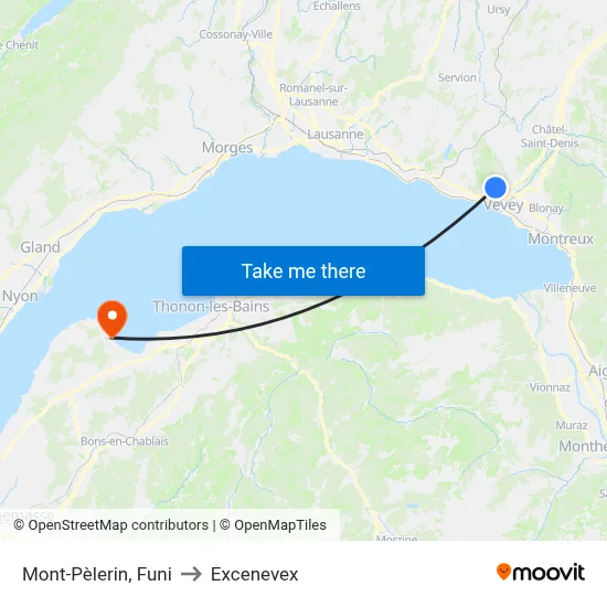 Mont-Pèlerin, Funi to Excenevex map