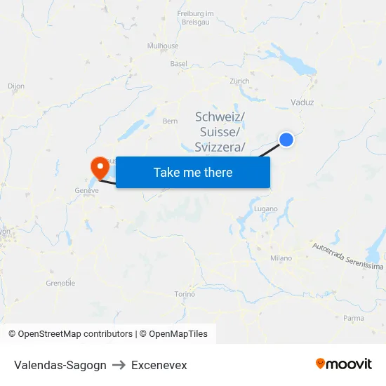 Valendas-Sagogn to Excenevex map