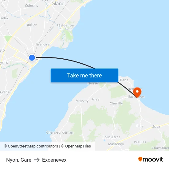 Nyon, Gare to Excenevex map