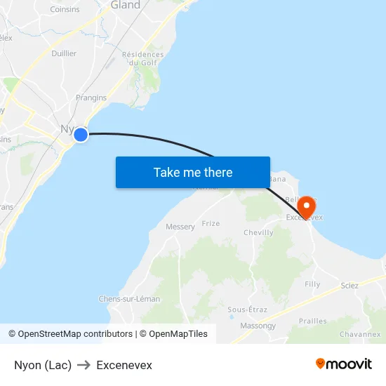 Nyon (Lac) to Excenevex map