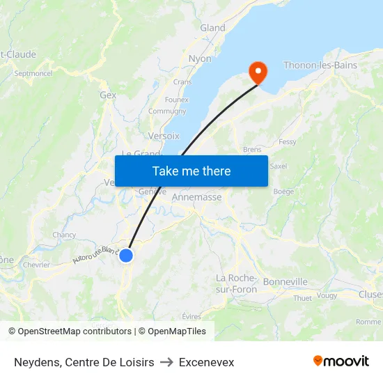 Neydens, Centre De Loisirs to Excenevex map