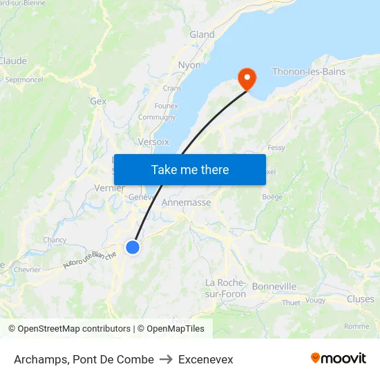 Archamps, Pont De Combe to Excenevex map