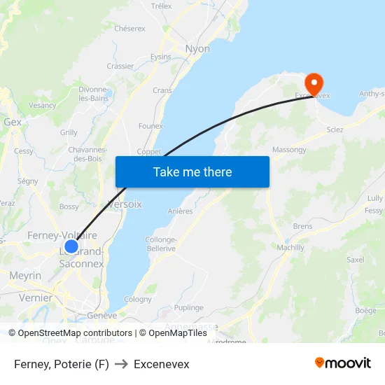Ferney, Poterie (F) to Excenevex map