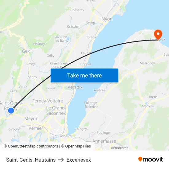 Saint-Genis, Hautains to Excenevex map