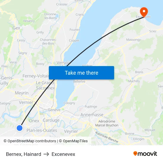 Bernex, Hainard to Excenevex map
