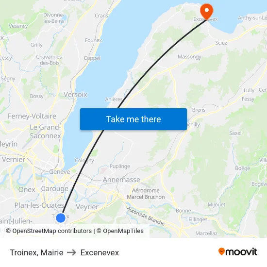 Troinex, Mairie to Excenevex map