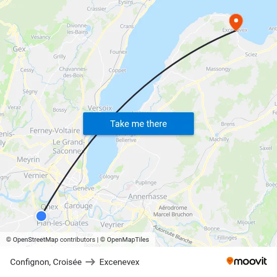 Confignon, Croisée to Excenevex map