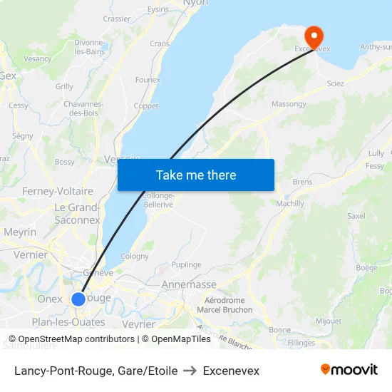 Lancy-Pont-Rouge, Gare/Etoile to Excenevex map