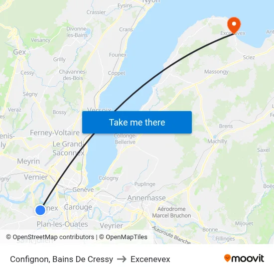 Confignon, Bains De Cressy to Excenevex map