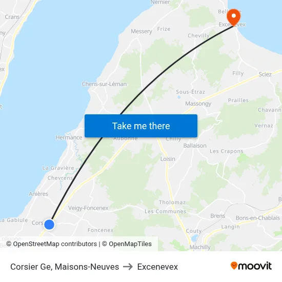 Corsier Ge, Maisons-Neuves to Excenevex map