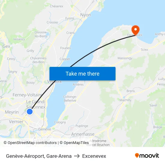 Genève-Aéroport, Gare-Arena to Excenevex map