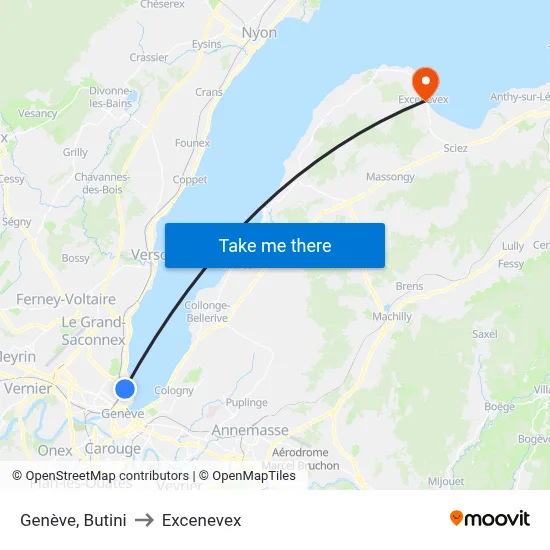 Genève, Butini to Excenevex map
