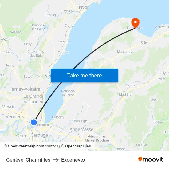 Genève, Charmilles to Excenevex map