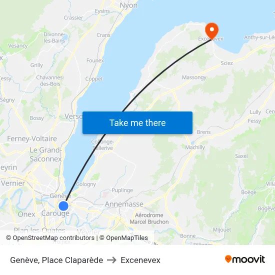 Genève, Place Claparède to Excenevex map
