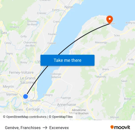 Genève, Franchises to Excenevex map