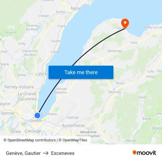 Genève, Gautier to Excenevex map