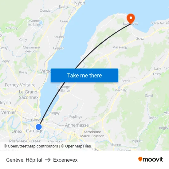 Genève, Hôpital to Excenevex map
