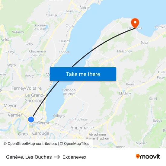 Genève, Les Ouches to Excenevex map