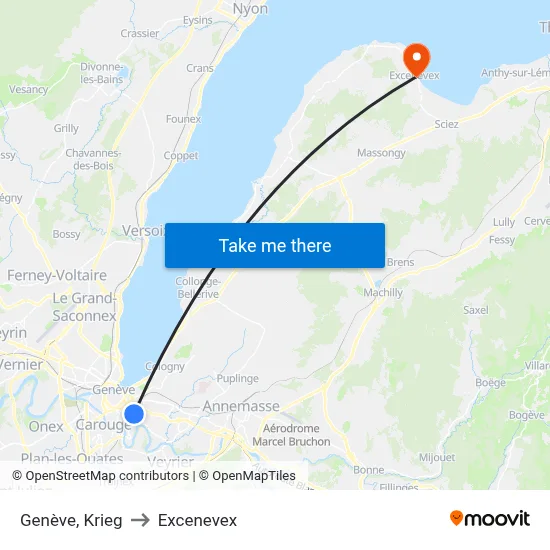 Genève, Krieg to Excenevex map