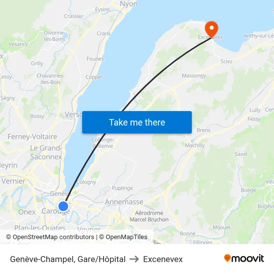 Genève-Champel, Gare/Hôpital to Excenevex map