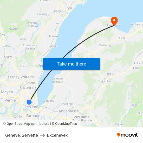 Genève, Servette to Excenevex map