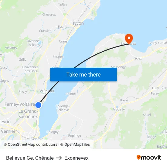 Bellevue Ge, Chênaie to Excenevex map