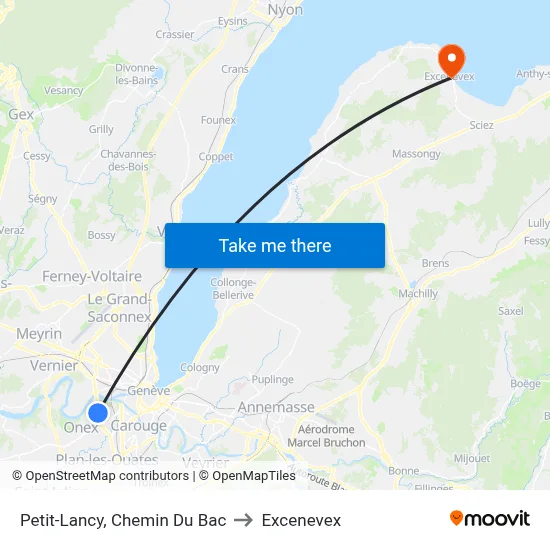 Petit-Lancy, Chemin Du Bac to Excenevex map