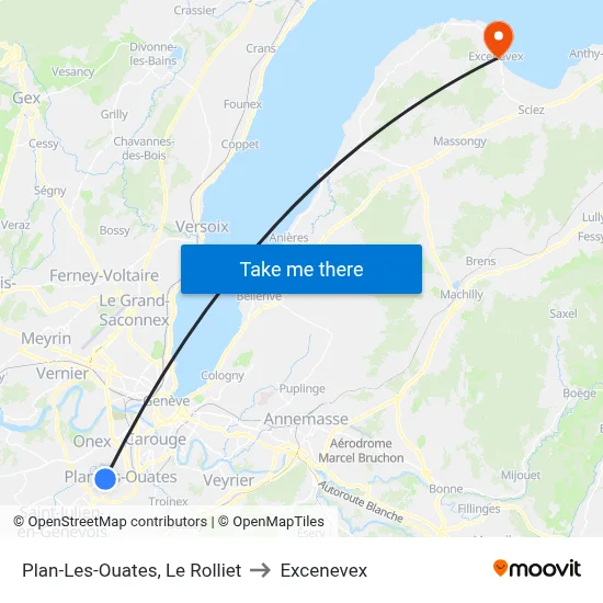 Plan-Les-Ouates, Le Rolliet to Excenevex map
