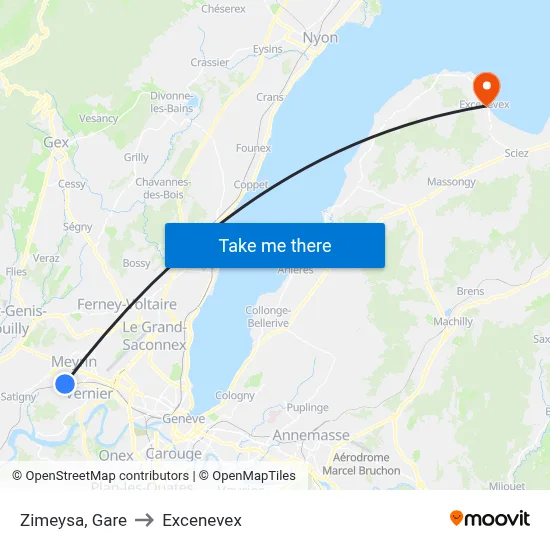 Zimeysa, Gare to Excenevex map