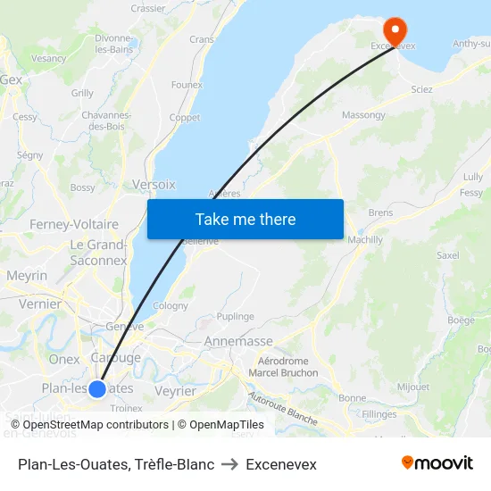 Plan-Les-Ouates, Trèfle-Blanc to Excenevex map