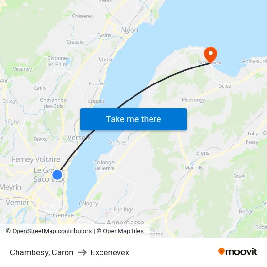 Chambésy, Caron to Excenevex map