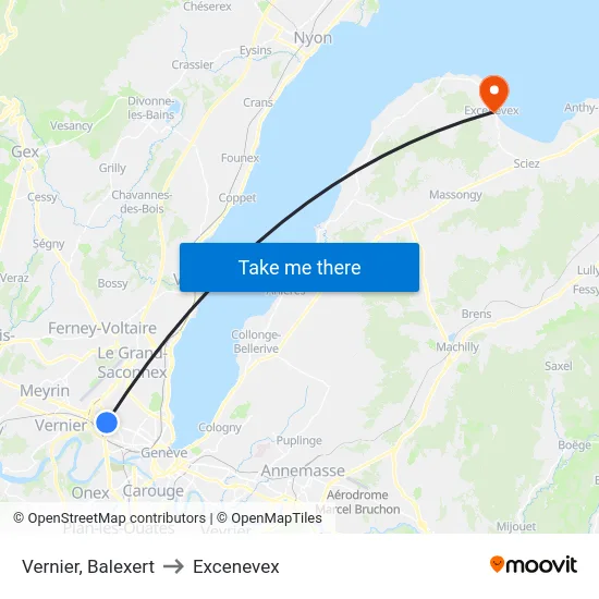 Vernier, Balexert to Excenevex map